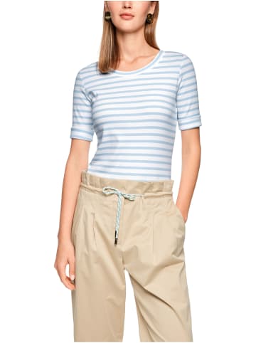 MARC CAIN ADDITIONS  Ringel-T-Shirt aus Baumwoll-Ripp in skyway new