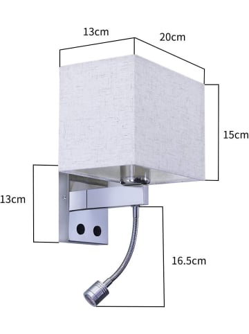 ZMH 2er-Set Wandleuchte in Beige 1-flammige E27 eckig schwenkbar 2W mit Schalter