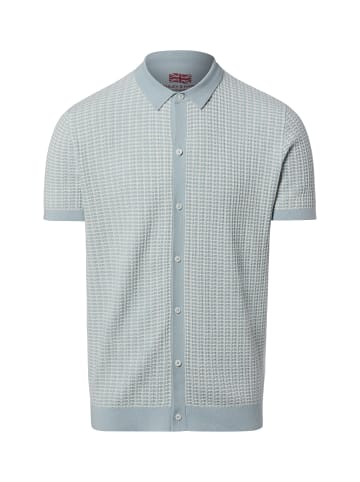 Finshley & Harding London Strick-Poloshirt in hellblau weiß
