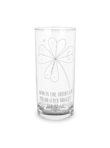 Mr. & Mrs. Panda Wasserglas Blume Kleeblatt mit Spruch in Transparent