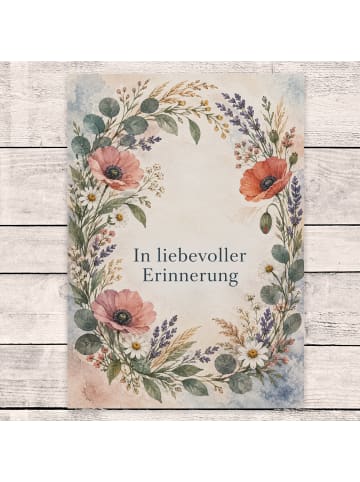 Trauerspruchkarte Blumen tröstlich Design mit S... in Weiß