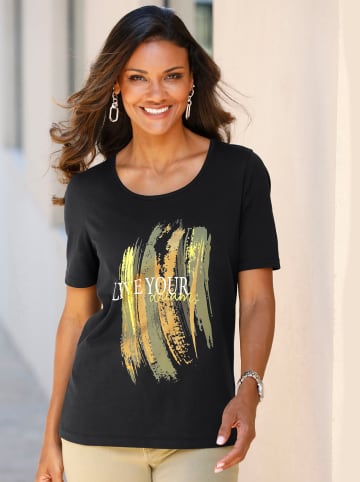 Sieh an! Kurzarmshirt in schwarz-limone