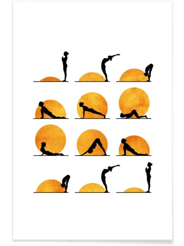 Juniqe Poster "Yoga Sun" in Gelb & Orange