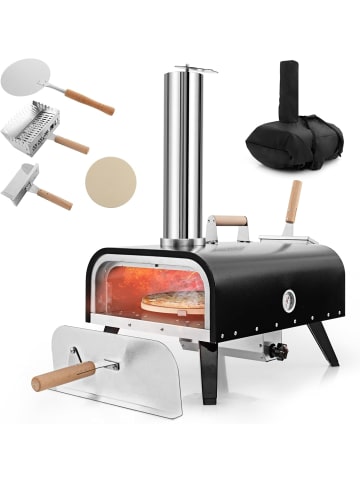 COSTWAY Outdoor Pizzaofen in Schwarz