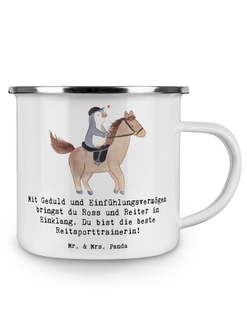 Mr. & Mrs. Panda Emaille Tasse Reitsport Trainerin Harmonie mit ... in Weiß