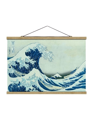 WALLART Stoffbild - Katsushika Hokusai - Die grosse Welle Kanagawa in Blau