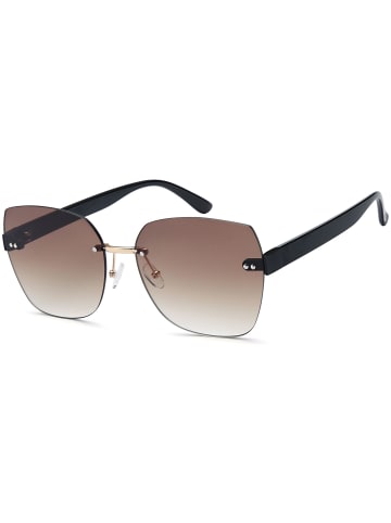 styleBREAKER Rahmenlose Rechteckige Sonnenbrille in Schwarz / Braun Verlauf