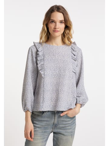 DreiMaster Vintage Damen Blusenshirt in Blau Wollweiss
