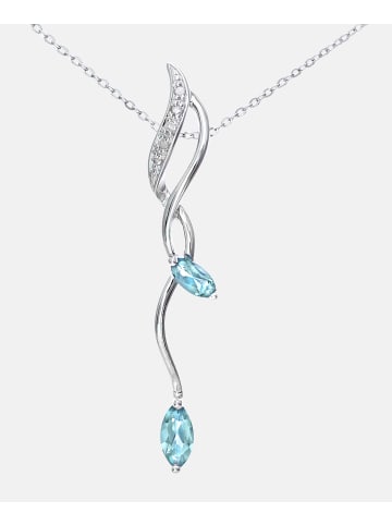 Diamant L'éternel Halskette mit Anhänger aus 375 Weißgold mit Diamant mit Topas