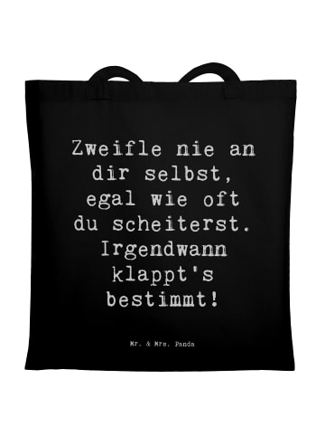 Mr. & Mrs. Panda Shopping Tasche Spruch Glaube an sich selbst mi... in Schwarz
