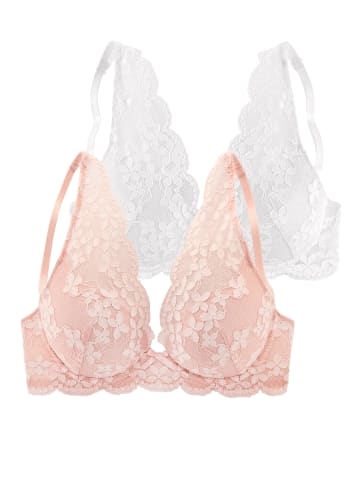 PETITE FLEUR Push-up-BH in apricot + weiß