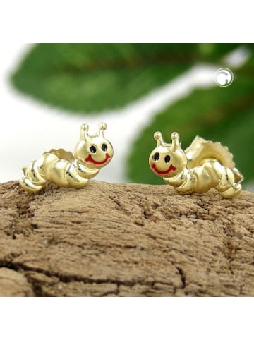 Gallay Ohrstecker Ohrring 4x8mm Wurm matt-glänzend farbig 9Kt GOLD in gold