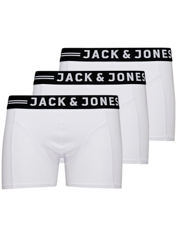 Jack & Jones Set 3er Pack Sense Trunks Boxershorts Stretch Unterhose in Weiß