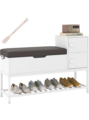 COSTWAY Schuhbank mit Klappdeckel 100cm in Weiß