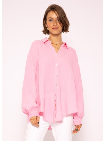 SASSYCLASSY Ultra Oversize Musselin-Blusenhemd kürzere Variante in Babyrosa