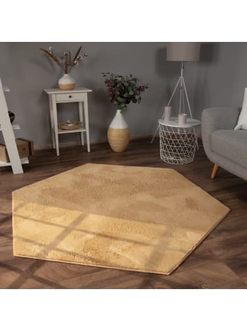 KADIMA DESIGN Teppich Kurzflor waschbar Einfarbig Wohnzimmer in Gelb