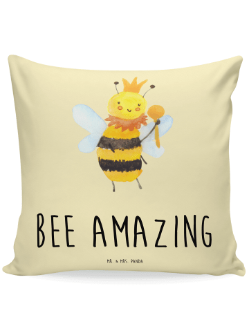 Mr. & Mrs. Panda Sofa Kissen Biene König mit Spruch in Gelb Pastell