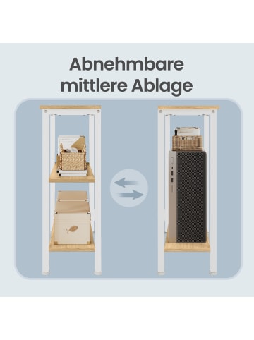 VASAGLE Computertisch Barnet in Eichenfarben-Weiß - (B)127 x (H)76 x (T)50 cm