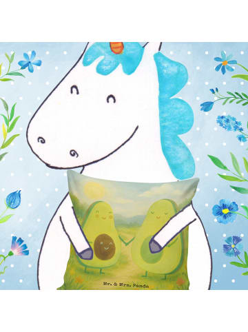 Mr. & Mrs. Panda Kopfkissen Avocado Pärchen Design ohne Spruch in Weiß