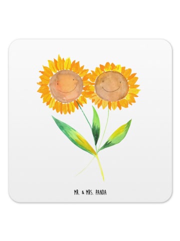 Mr. & Mrs. Panda Bierdeckel Blume Sonnenblume ohne Spruch in Weiß
