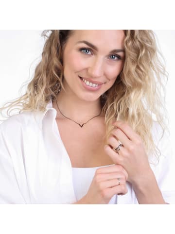 Lucardi 925 Silber Ring "Buchstabe V" Buchstabe