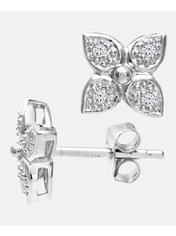 Diamant L'éternel Ohrstecker aus 375 Weißgold mit Diamant Blumen-Design