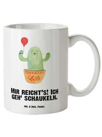 Mr. & Mrs. Panda Große Teetasse Kaktus Luftballon mit Spruch in Weiß