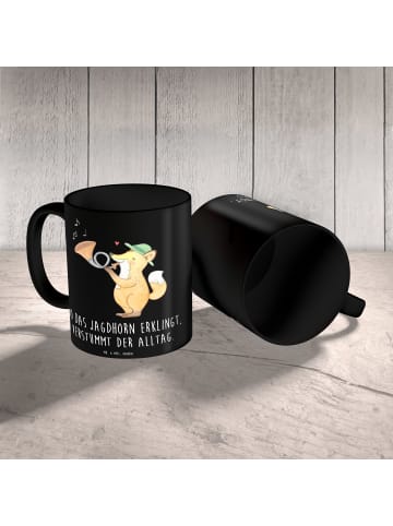 Mr. & Mrs. Panda Teetasse Jagdhorn Melodie mit Spruch in Schwarz