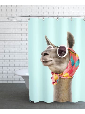 Juniqe Duschvorhang "Fashion Llama" in Blau & Braun