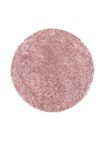 KADIMA DESIGN Teppich Hochflor Shaggy Uni-Look Polypropylen Wohnzimmer in Rosa