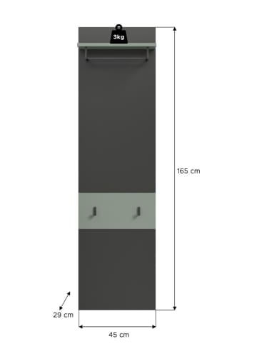ebuy24 Staubgrün 165 x 29 cm