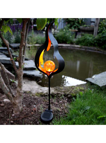 STAR Trading Solar Gartenstecker ,Melilla', 3D Flamme, Glaskugel, Lichtsensor, H 85