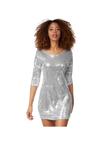 tectake Figurbetontes Kleid in einheitlicher Farbgebung, silber