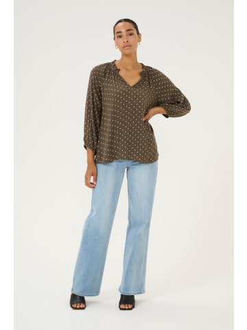 Kaffe Langarm-Bluse KAbabett in Major Brown/Chalk Dot