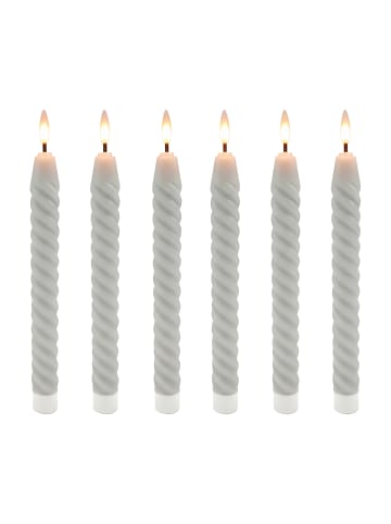 relaxdays 6 x LED Stabkerzen in Hellgrau