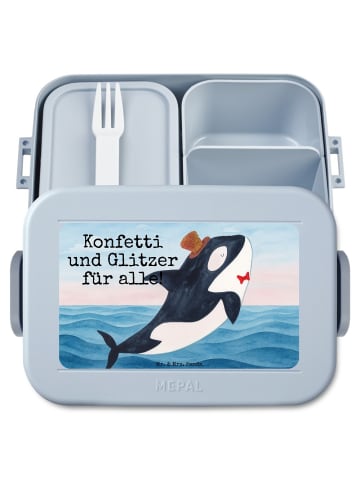 Mr. & Mrs. Panda Bentobox Orca Zylinder Design mit Spruch in Blau Pastell