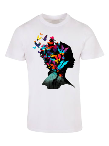 F4NT4STIC T-Shirt Schmetterling Silhouette TEE UNISEX in weiß