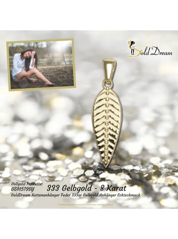 GoldDream Anhänger Gold 333 Gelbgold - 8 Karat Feder Kettenanhänger