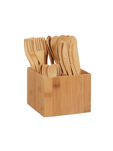 relaxdays Besteck Set 41 teilig in Natur