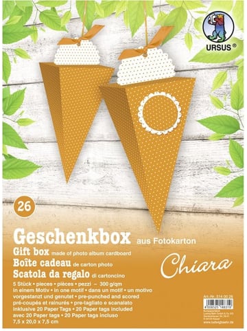 Buntpapierfabrik Ludwig Bähr Geschenkbox Chiara 7,5x20x7,5cm Packung mit 5 Stück Motiv: 26