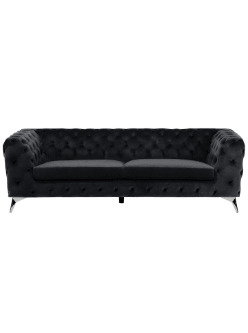 Beliani 3-Sitzer Sofa SOTRA in Schwarz/Silber - (W) 224 x (H) 70 x (L) 85 cm