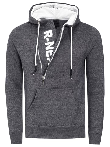 Rusty Neal Streetwear Kapuzen-Sweatshirt mit 1/2 Zipper in Anthrazit