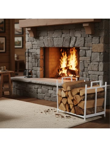 relaxdays Kaminholzregal in Weiß - (B)45 x (H)41 x (T)33 cm