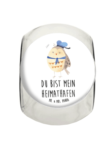 Mr. & Mrs. Panda Bonbonglas Eule Matrose mit Spruch in Weiß