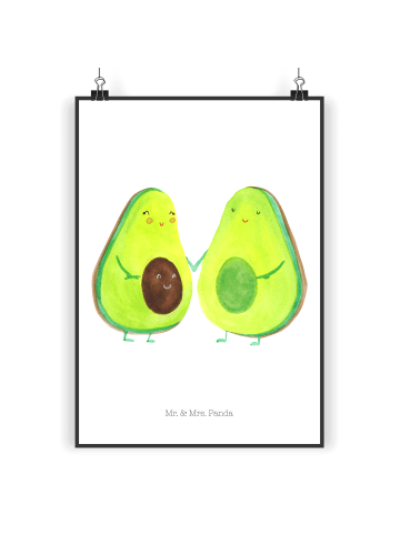 Mr. & Mrs. Panda Bild Avocado Pärchen ohne Spruch in Weiß