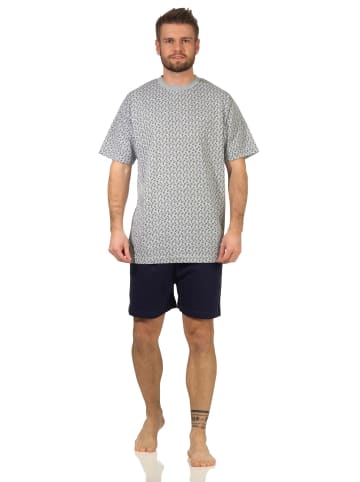 NORMANN Schlafanzug kurzarm Shorty Pyjama in grau