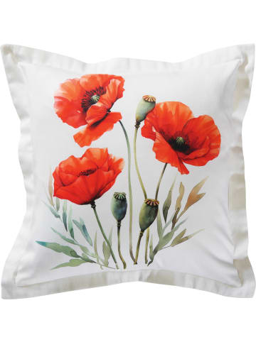Erwin Müller Mako-Satin Kuschelkissenbezug in weiß-rot