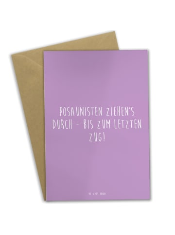 Mr. & Mrs. Panda Klappkarte Trombone Durchzieher mit Spruch in Lavendeltraum