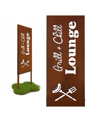 relaxdays Edelrost-Gartendeko "Grill & Chill" in Braun - 85 x 28 cm