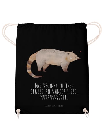Mr. & Mrs. Panda Rucksack-Beutel Nasenbär mit Spruch in Schwarz